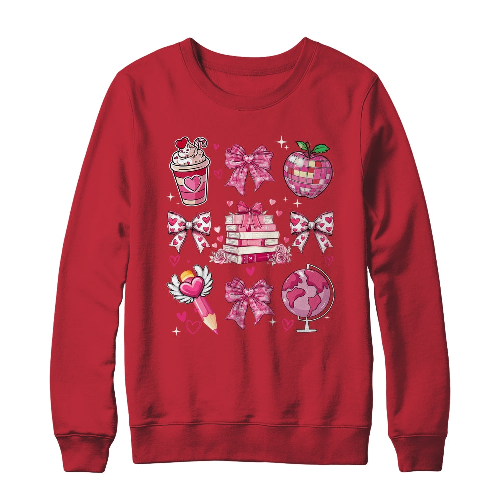 Coquette Pink Bow Ribbons Book Teacher Valentines  Women Shirt & Sweatshirt | teecentury
