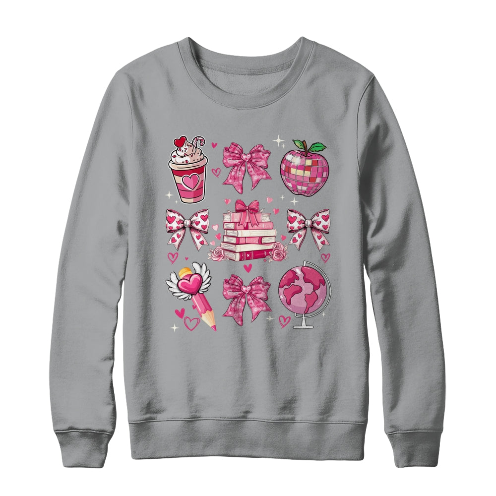 Coquette Pink Bow Ribbons Book Teacher Valentines  Women Shirt & Sweatshirt | teecentury