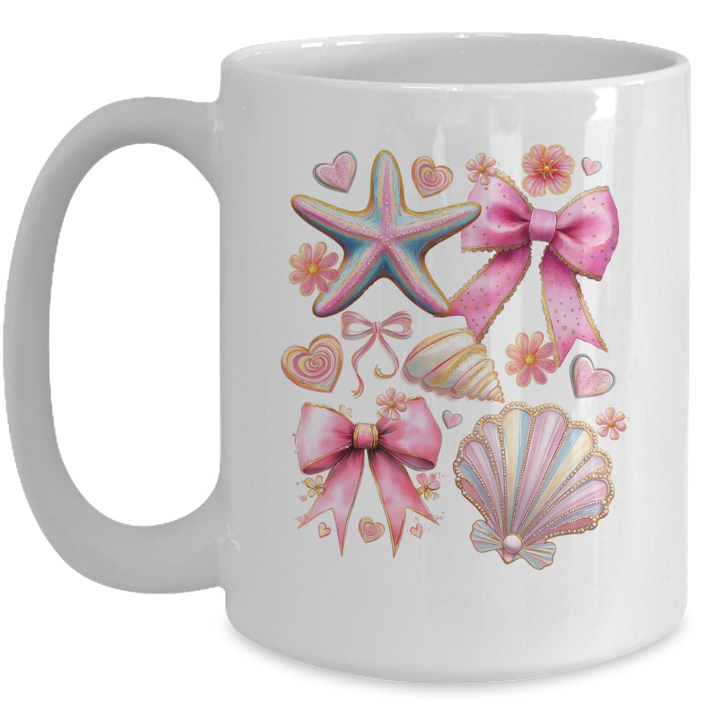 Coquette Seashell Starfish Preppy Coastal Summer Vibes Beach Mug | teecentury