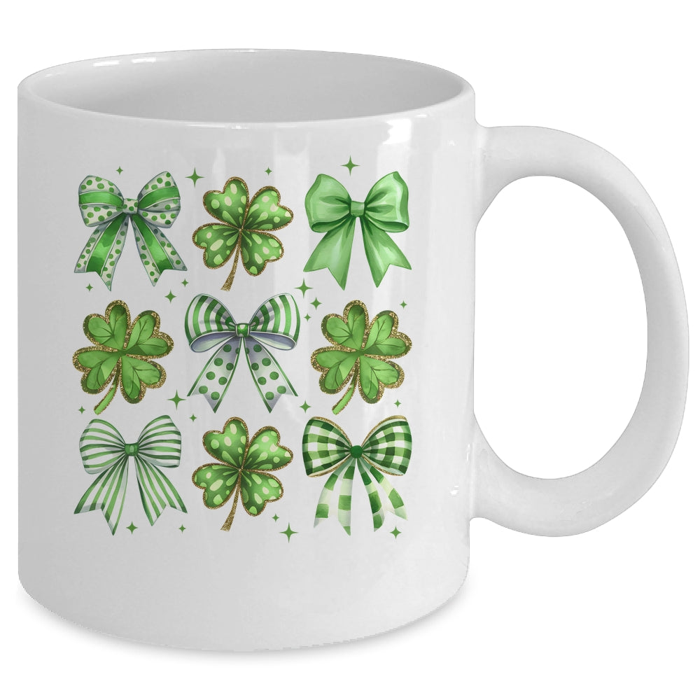 Coquette St Patricks Day Bow Irish Shamrock Lucky Clover Mug | teecentury