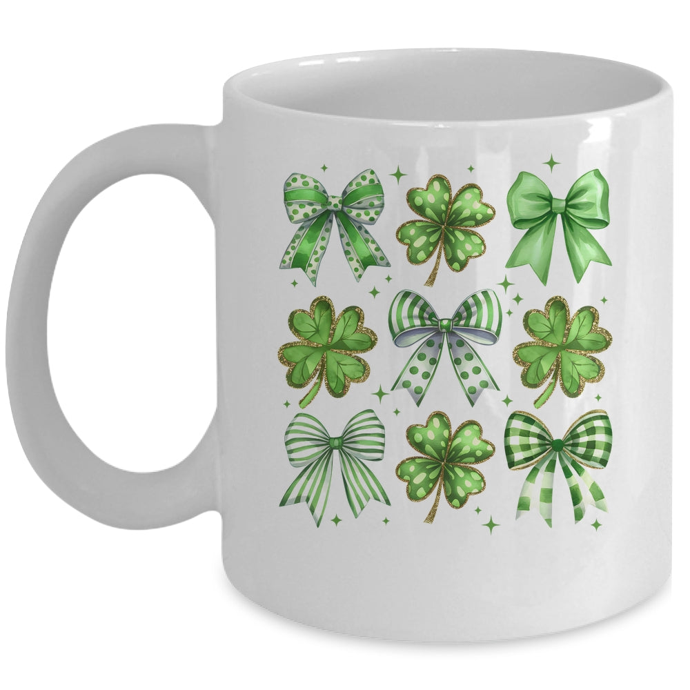 Coquette St Patricks Day Bow Irish Shamrock Lucky Clover Mug | teecentury