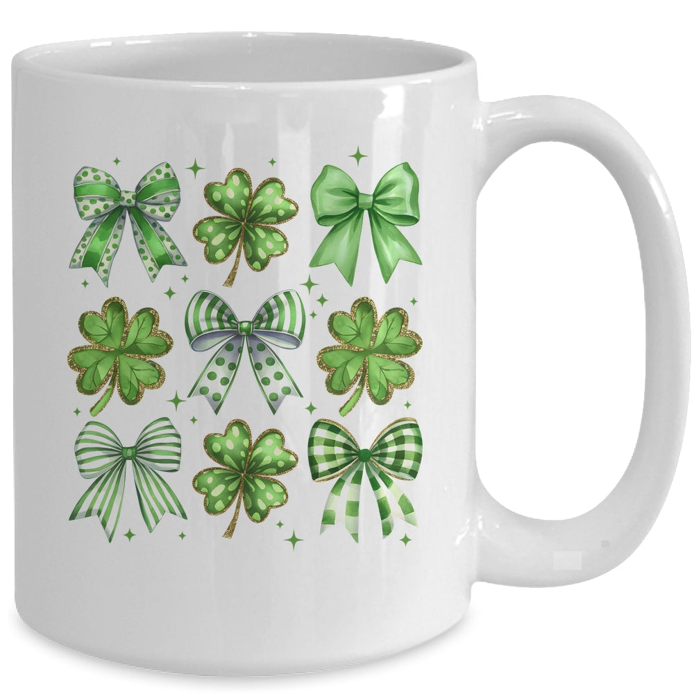 Coquette St Patricks Day Bow Irish Shamrock Lucky Clover Mug | teecentury