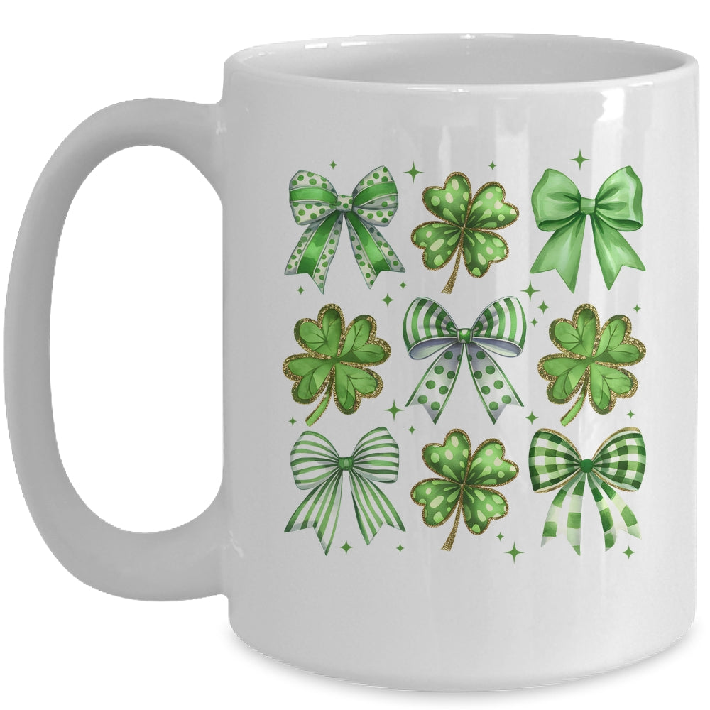 Coquette St Patricks Day Bow Irish Shamrock Lucky Clover Mug | teecentury