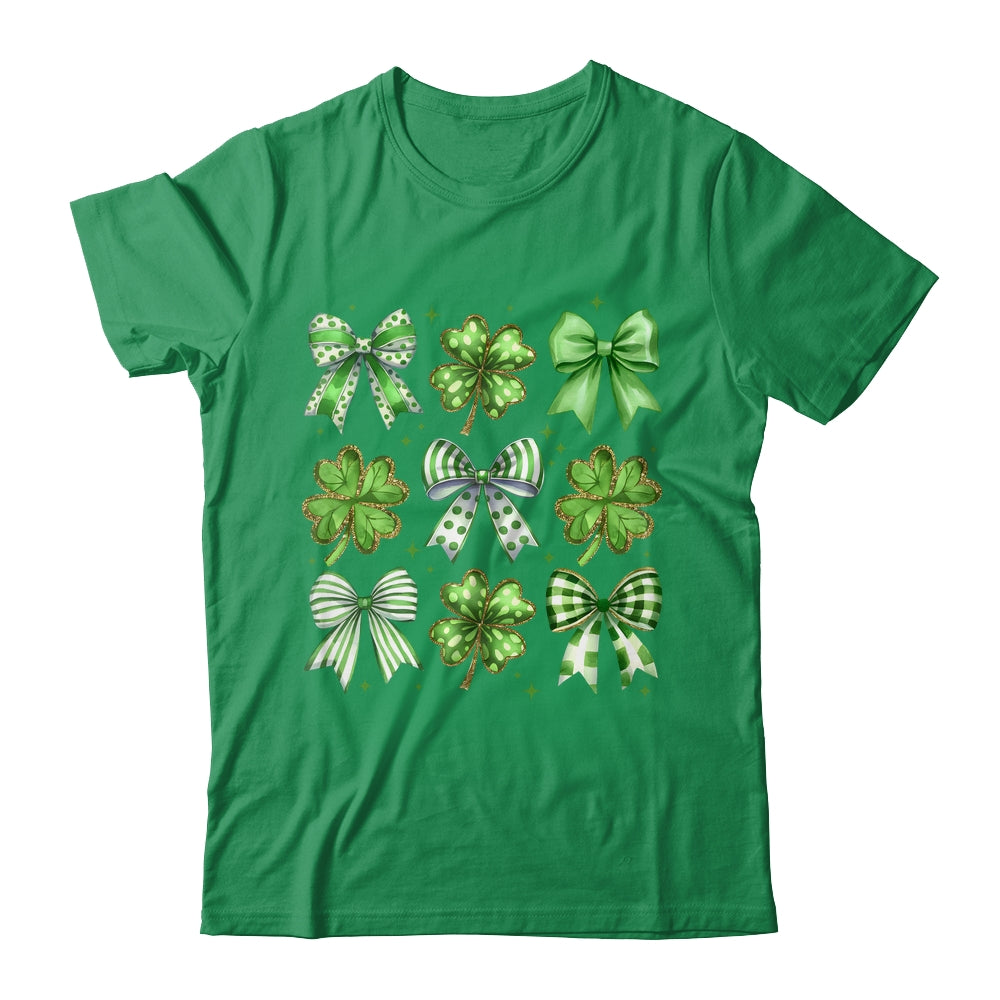 Coquette St Patricks Day Bow Irish Shamrock Lucky Clover Shirt & Sweatshirt | teecentury