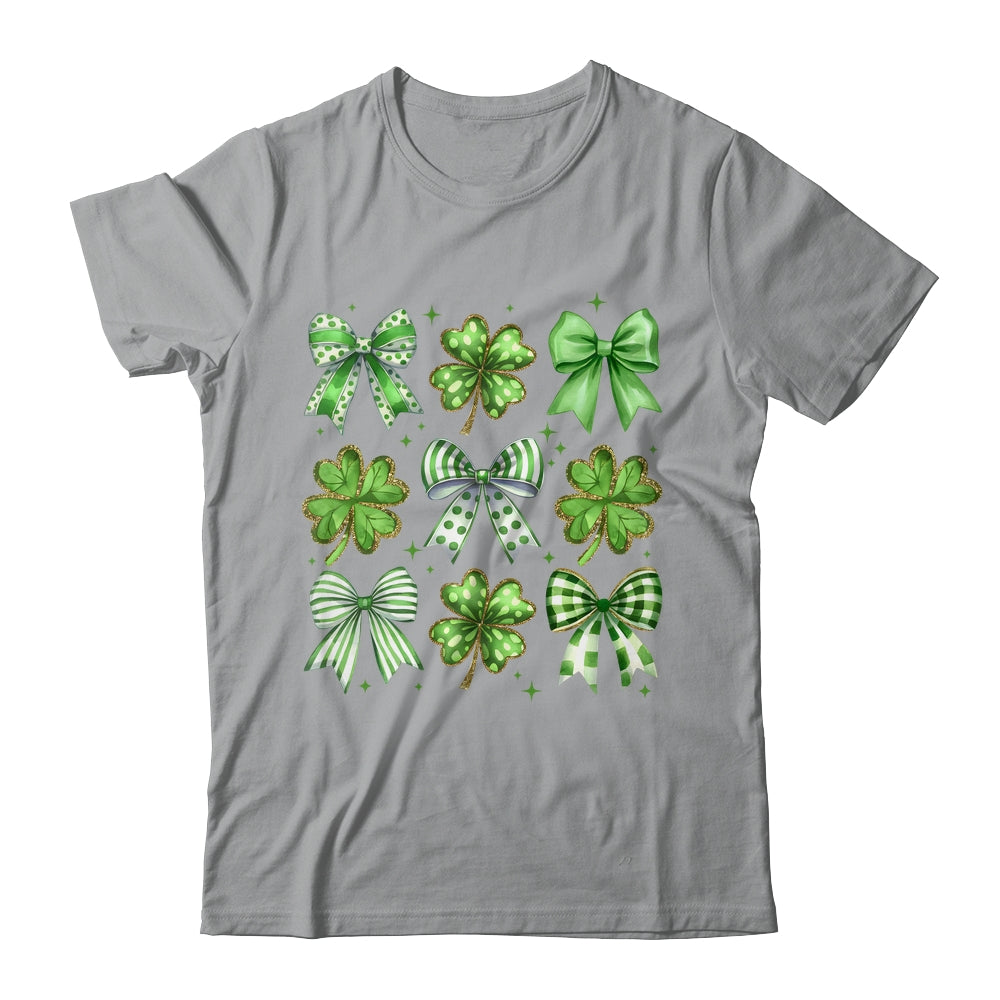 Coquette St Patricks Day Bow Irish Shamrock Lucky Clover Shirt & Sweatshirt | teecentury