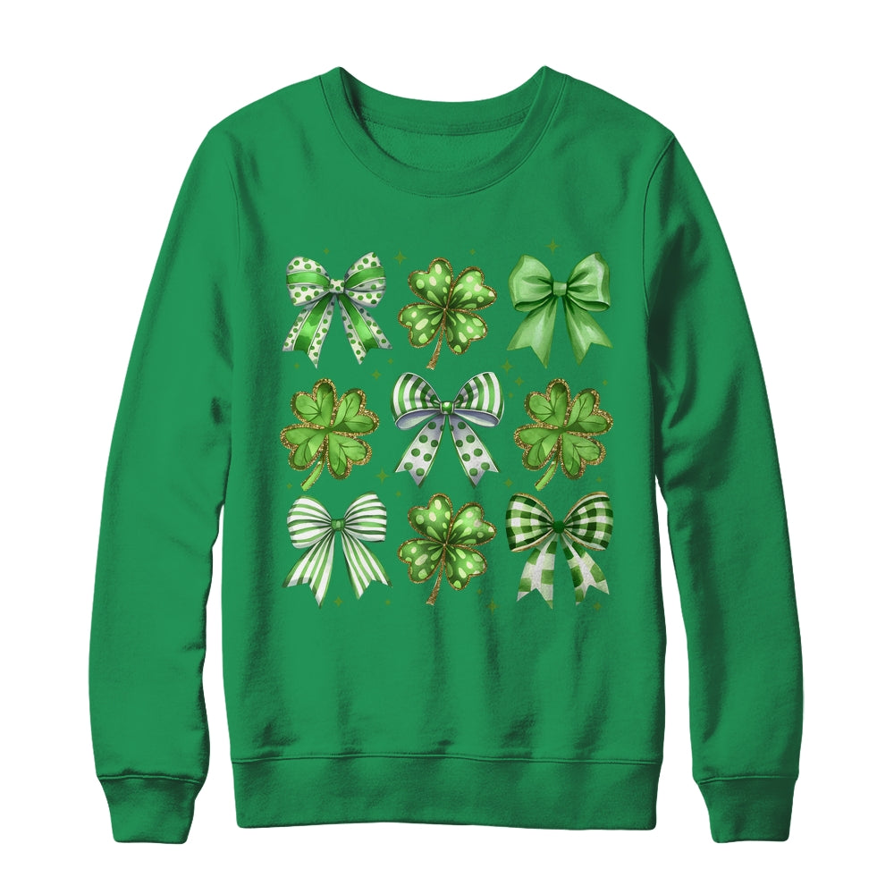 Coquette St Patricks Day Bow Irish Shamrock Lucky Clover Shirt & Sweatshirt | teecentury
