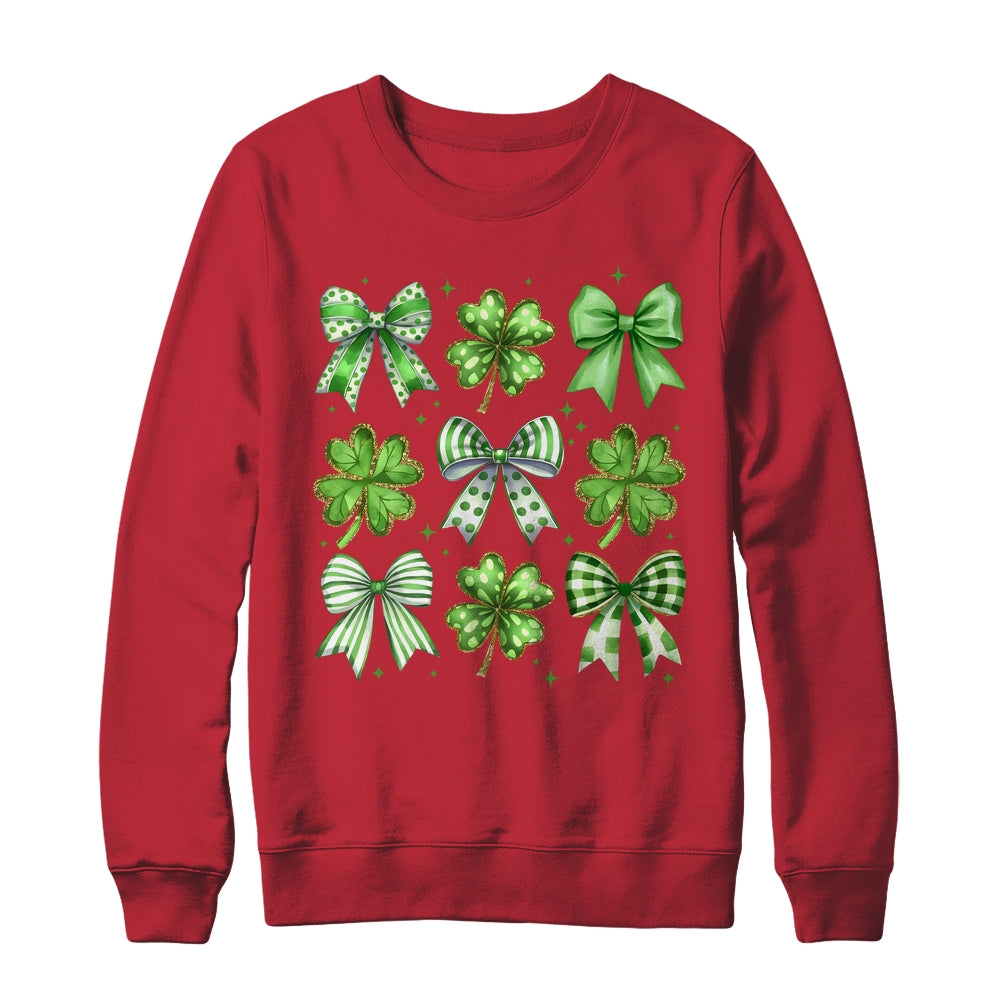 Coquette St Patricks Day Bow Irish Shamrock Lucky Clover Shirt & Sweatshirt | teecentury