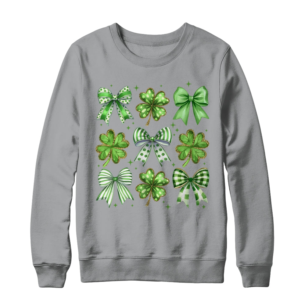 Coquette St Patricks Day Bow Irish Shamrock Lucky Clover Shirt & Sweatshirt | teecentury