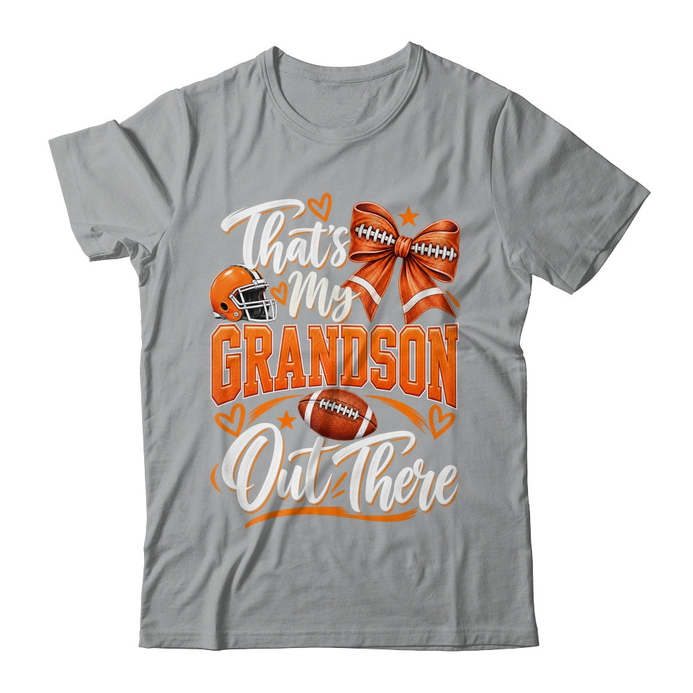 Coquette That's My Grandson Out There Funny Football Grandma Shirt & Tank Top | teecentury