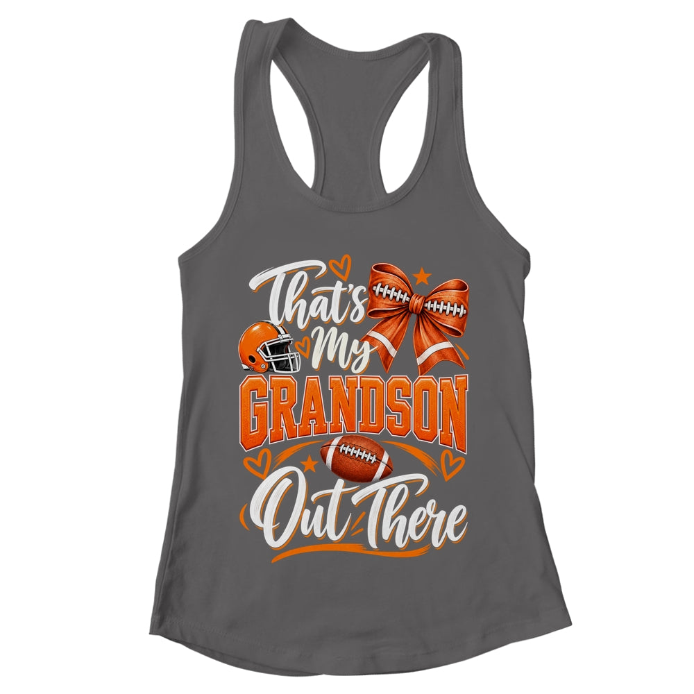 Coquette That's My Grandson Out There Funny Football Grandma Shirt & Tank Top | teecentury