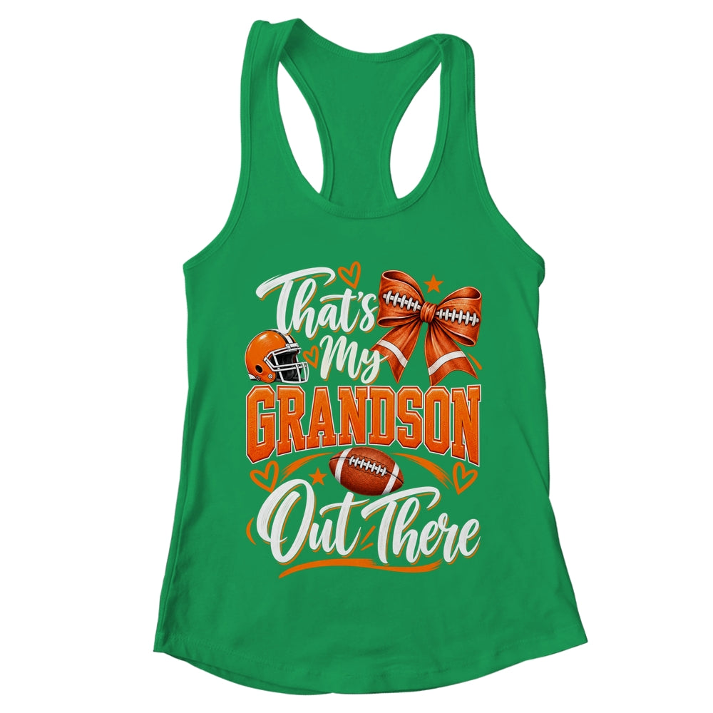 Coquette That's My Grandson Out There Funny Football Grandma Shirt & Tank Top | teecentury