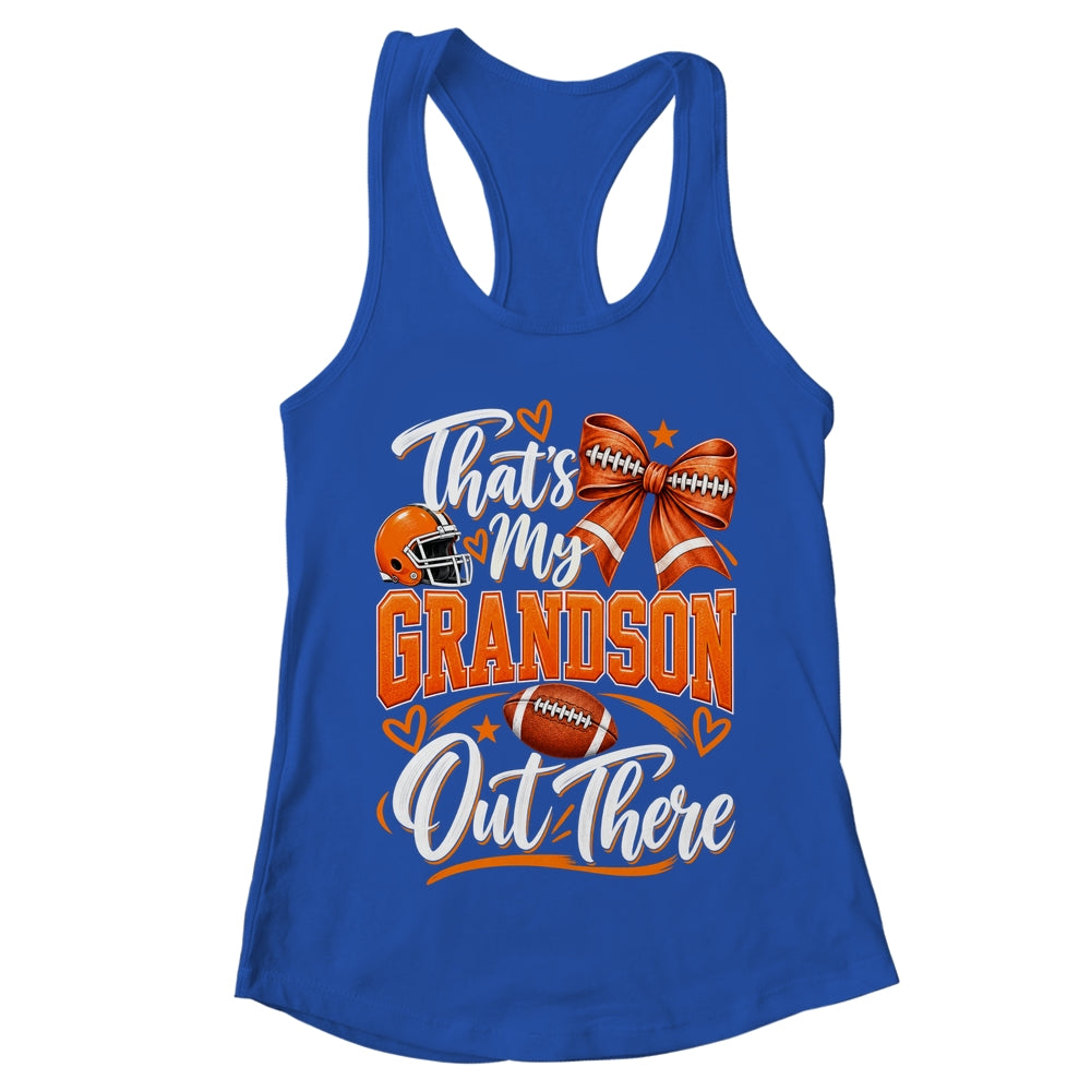 Coquette That's My Grandson Out There Funny Football Grandma Shirt & Tank Top | teecentury