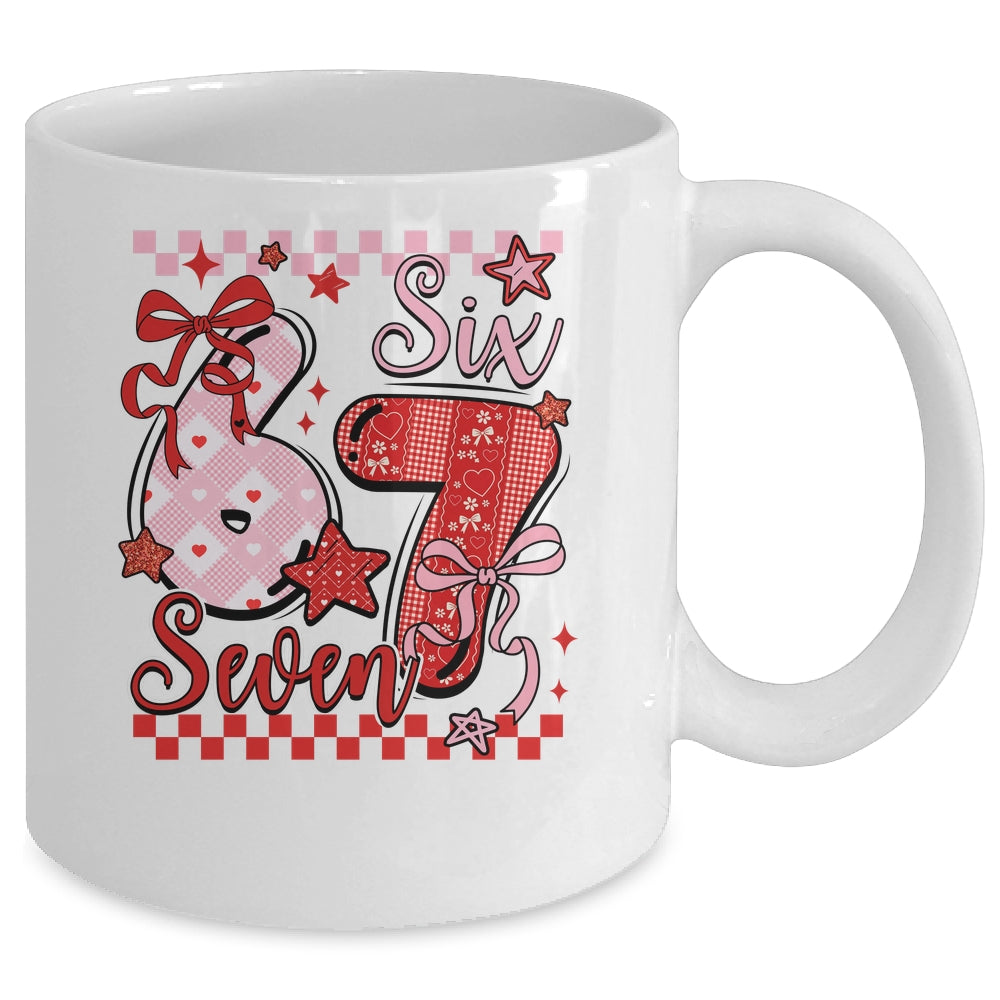 Coquette Valentine 67 Six Seven Preppy Cute Heart Bow Pink Mug | teecentury