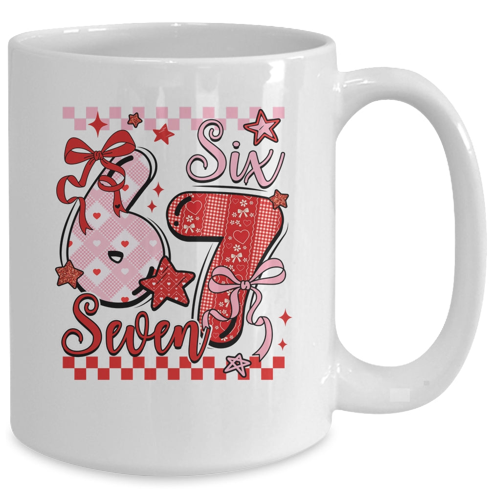 Coquette Valentine 67 Six Seven Preppy Cute Heart Bow Pink Mug | teecentury