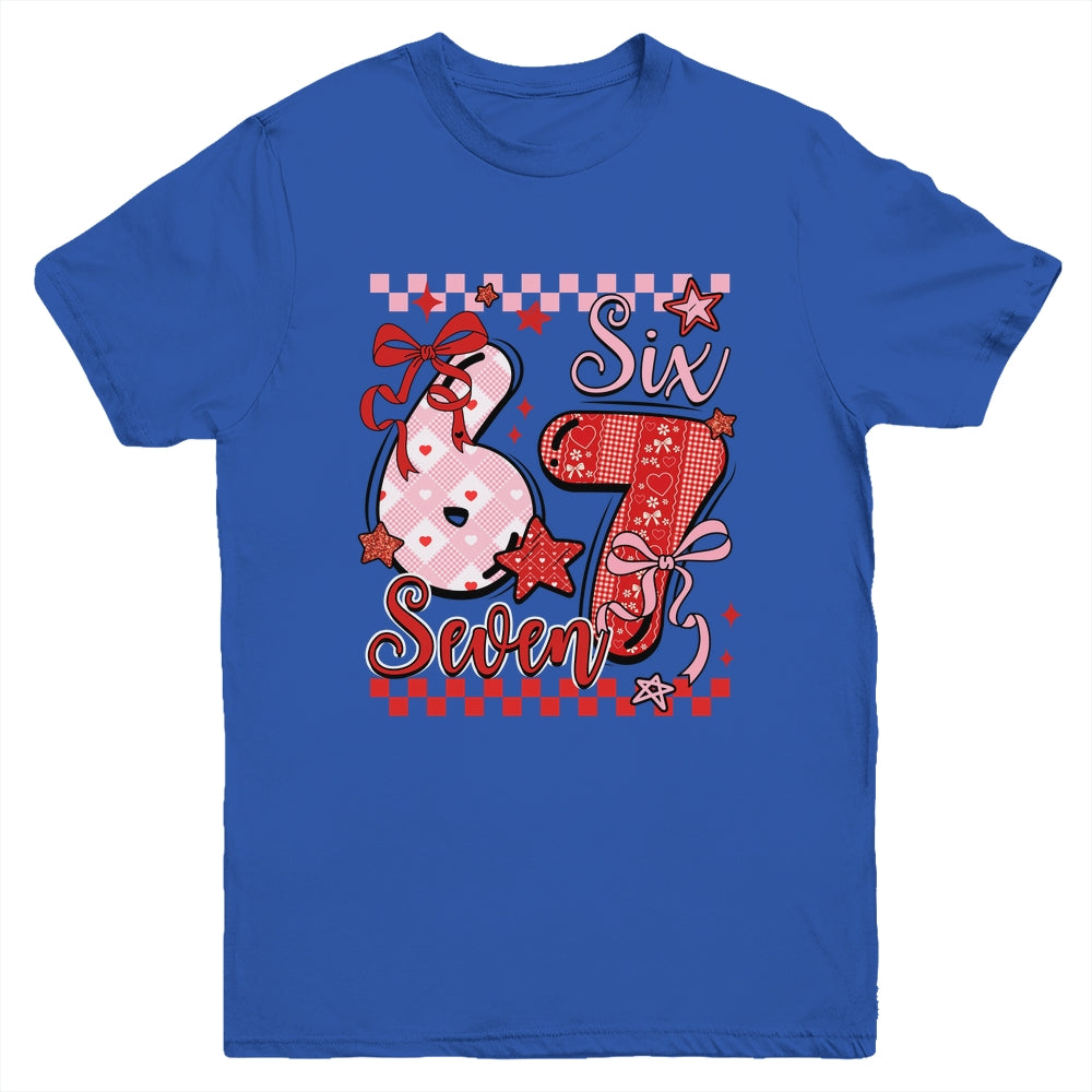 Coquette Valentine 67 Six Seven Preppy Cute Heart Bow Pink Youth Shirt | teecentury