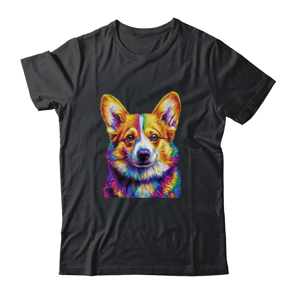 Corgi Dog Colorful Face Dog Lover Men Women Shirt & Tank Top | teecentury
