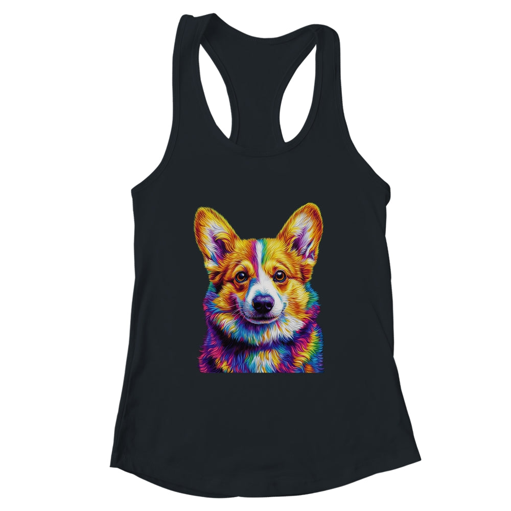 Corgi Dog Colorful Face Dog Lover Men Women Shirt & Tank Top | teecentury