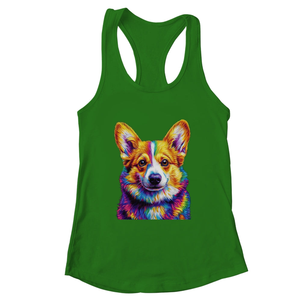 Corgi Dog Colorful Face Dog Lover Men Women Shirt & Tank Top | teecentury