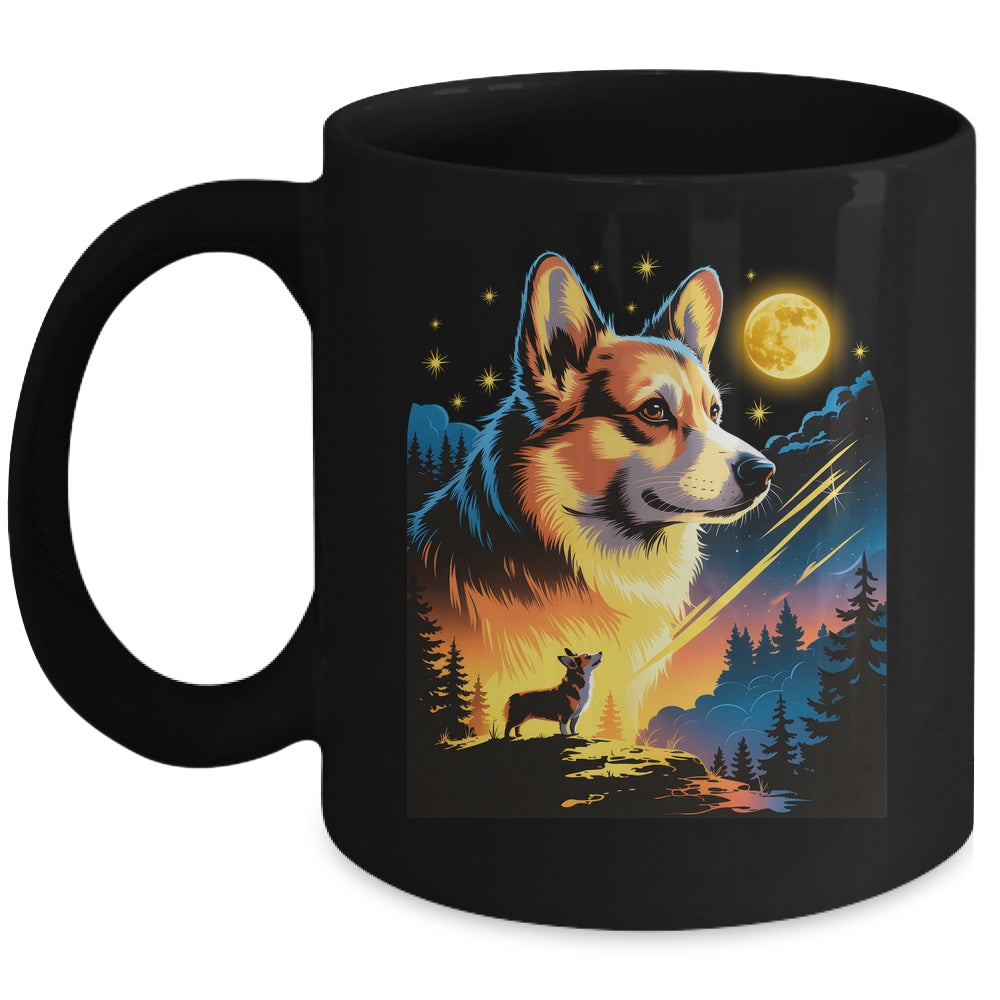 Corgi Howling To The Moon Vintage 90s Funny Dog Graphic Mug | teecentury