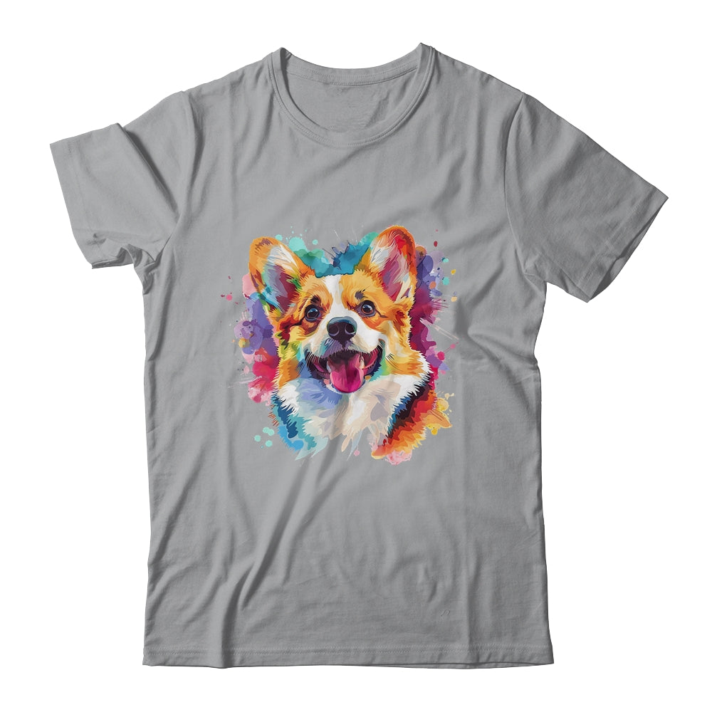 Corgi Mom Lover Puppy Dog Watercolor Tie Dye Painting Shirt & Tank Top | teecentury