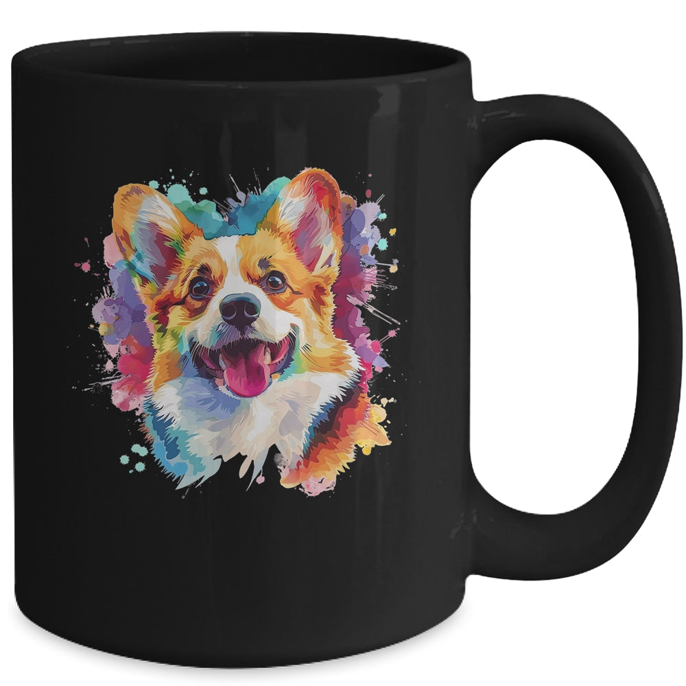 Corgi Mom Lover Puppy Dog Watercolor Tie Dye Painting Mug | teecentury