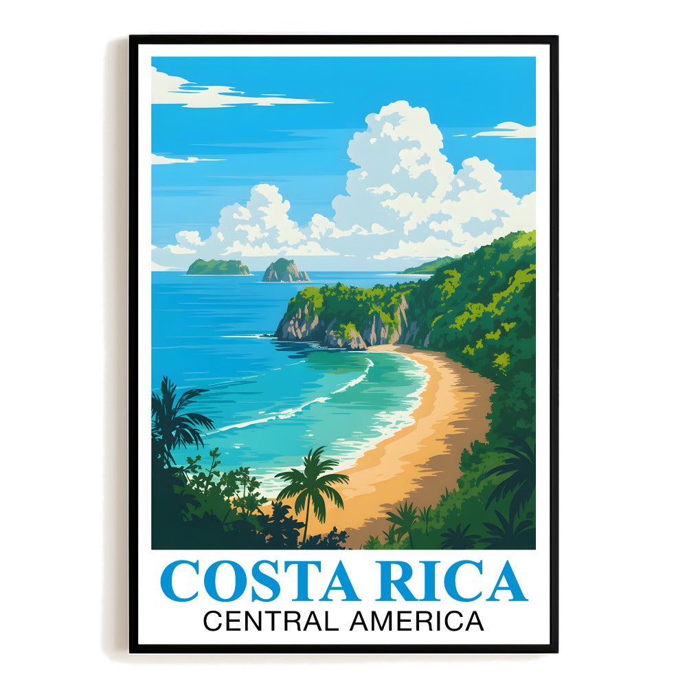 Costa Rica Vintage Travel Poster Tropical Beach Paradise Central America Souvenir Wall Art Landscape Print Ideal For Home Office Living Room Bedroom Decor Unframed | teecentury