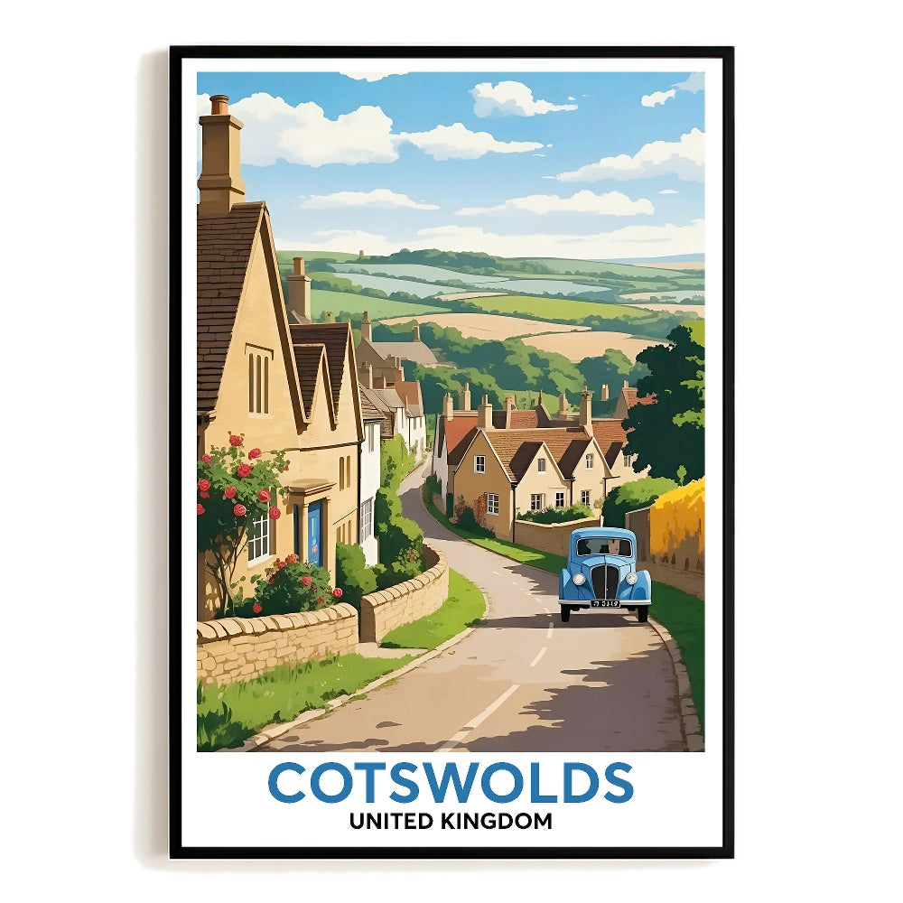 Cotswolds United Kingdom Vintage Travel Poster Countryside Scenic Souvenir Wall Art Landscape Prints Paintings For Home Room Living Room Office Bedroom Decor Unframed | teecentury