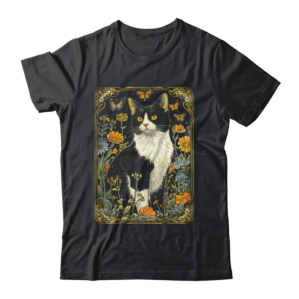 Cottagecore Aesthetic Cat Butterflies Flowers Garden Women Shirt & Tank Top | teecentury