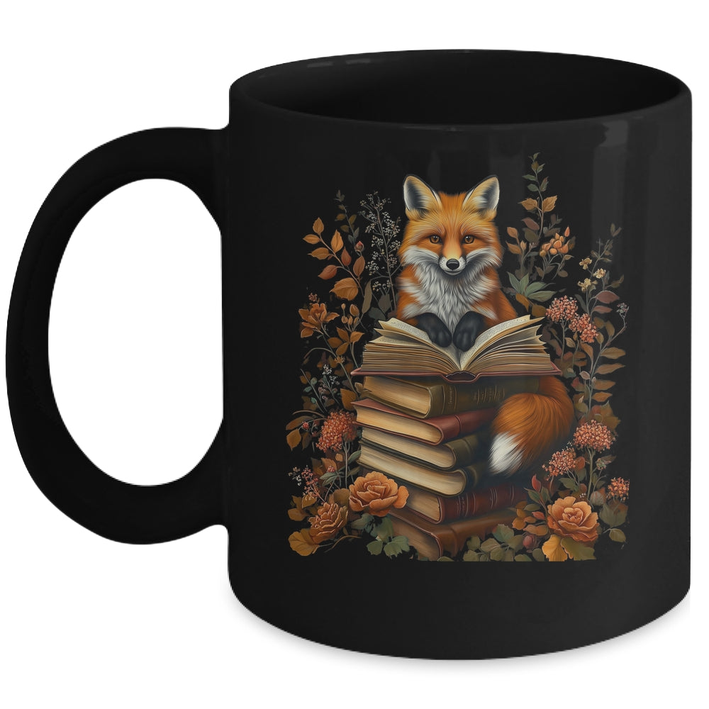 Cottagecore Aesthetic Floral Fox With Book Cute Goblincore Mug | teecentury