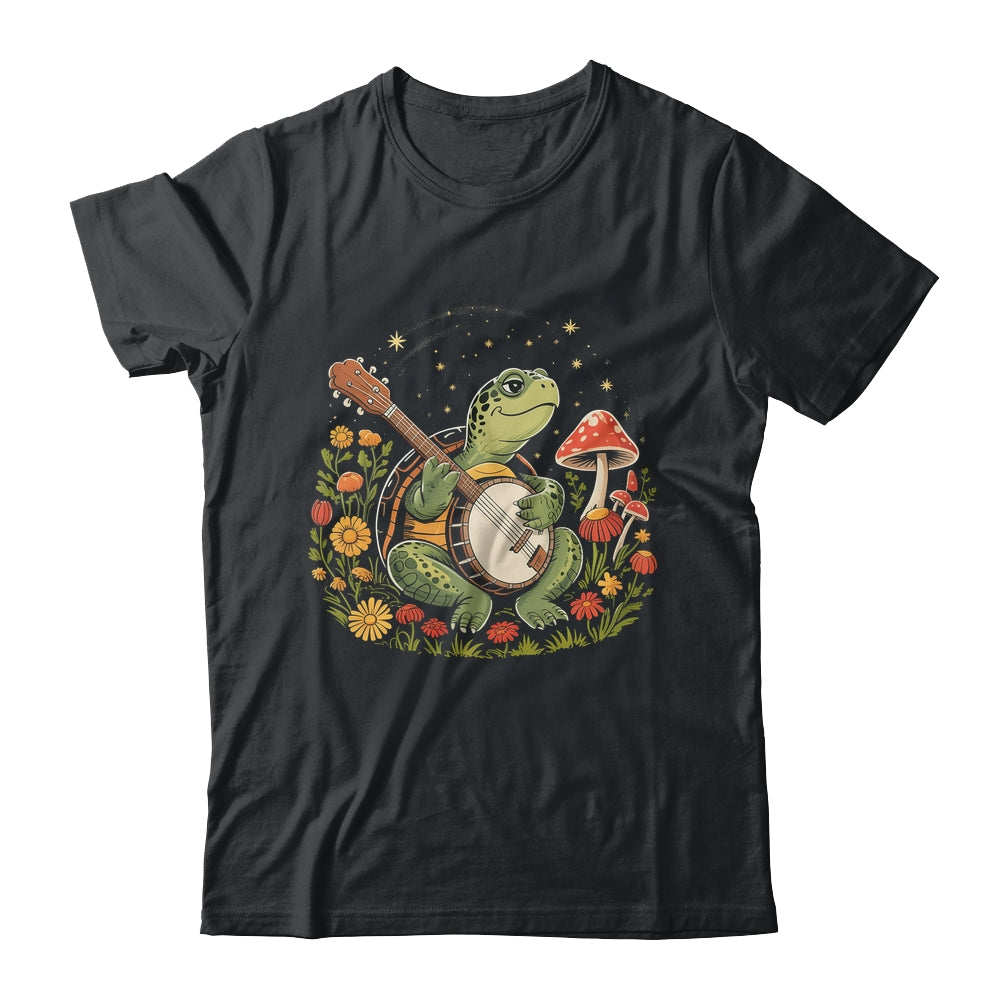 Cottagecore Aesthetic Mushroom Cute Turtle Playing Banjo Shirt & Tank Top | teecentury
