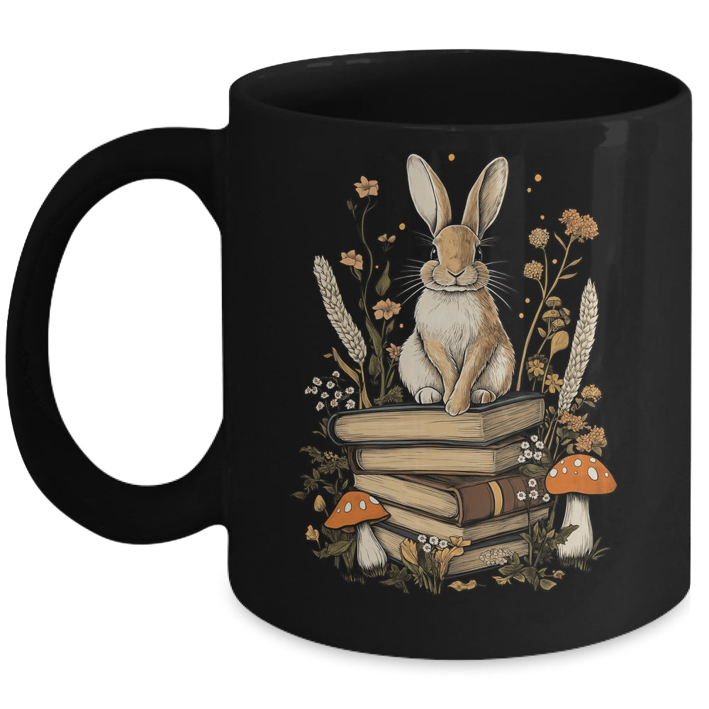 Cottagecore Aesthetic Rabbit Reading Book Lover Women Art Mug | teecentury