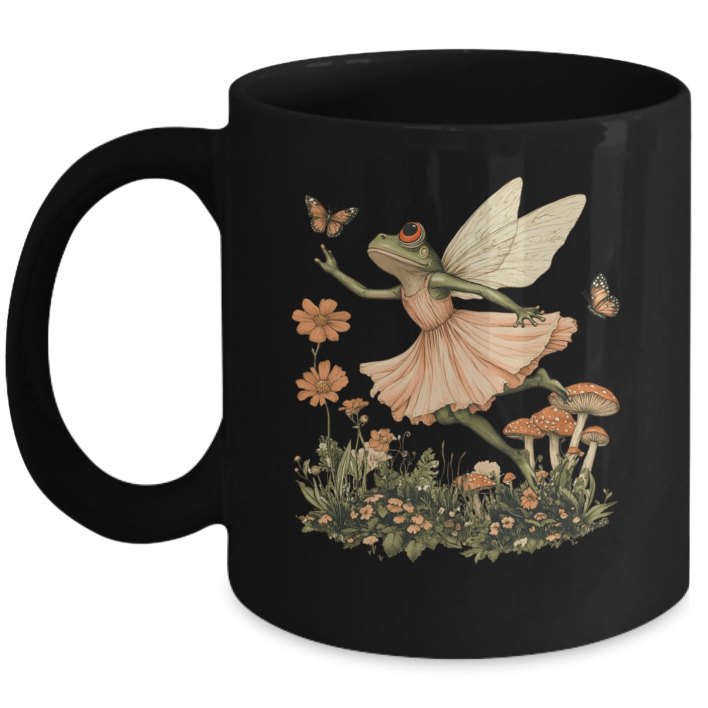 Cottagecore Aesthetic Vintage Fairy Frog Dancing Women Girls Mug | teecentury