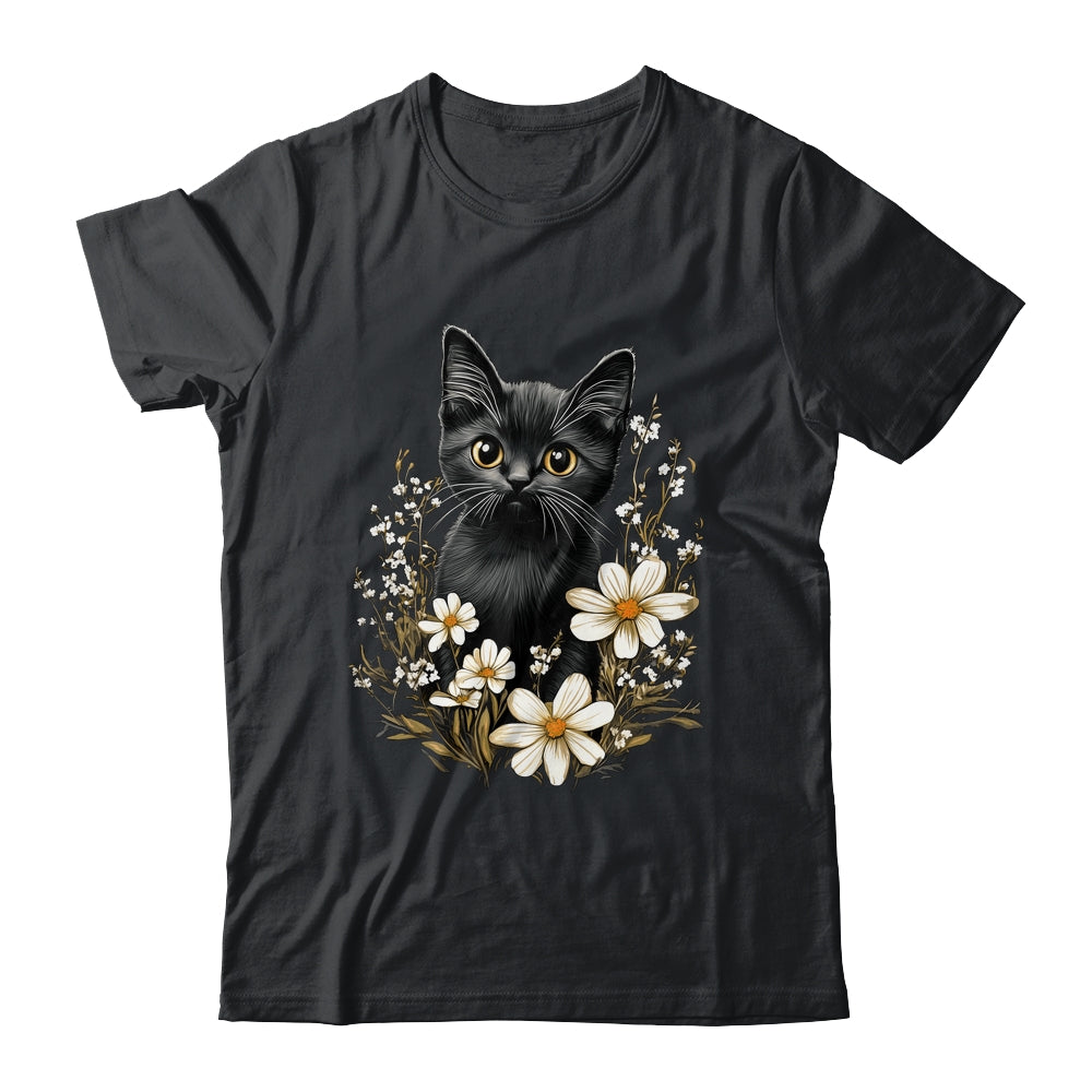 Cottagecore Black Cat Lover Flowers Women Girls Kids Shirt & Tank Top | teecentury