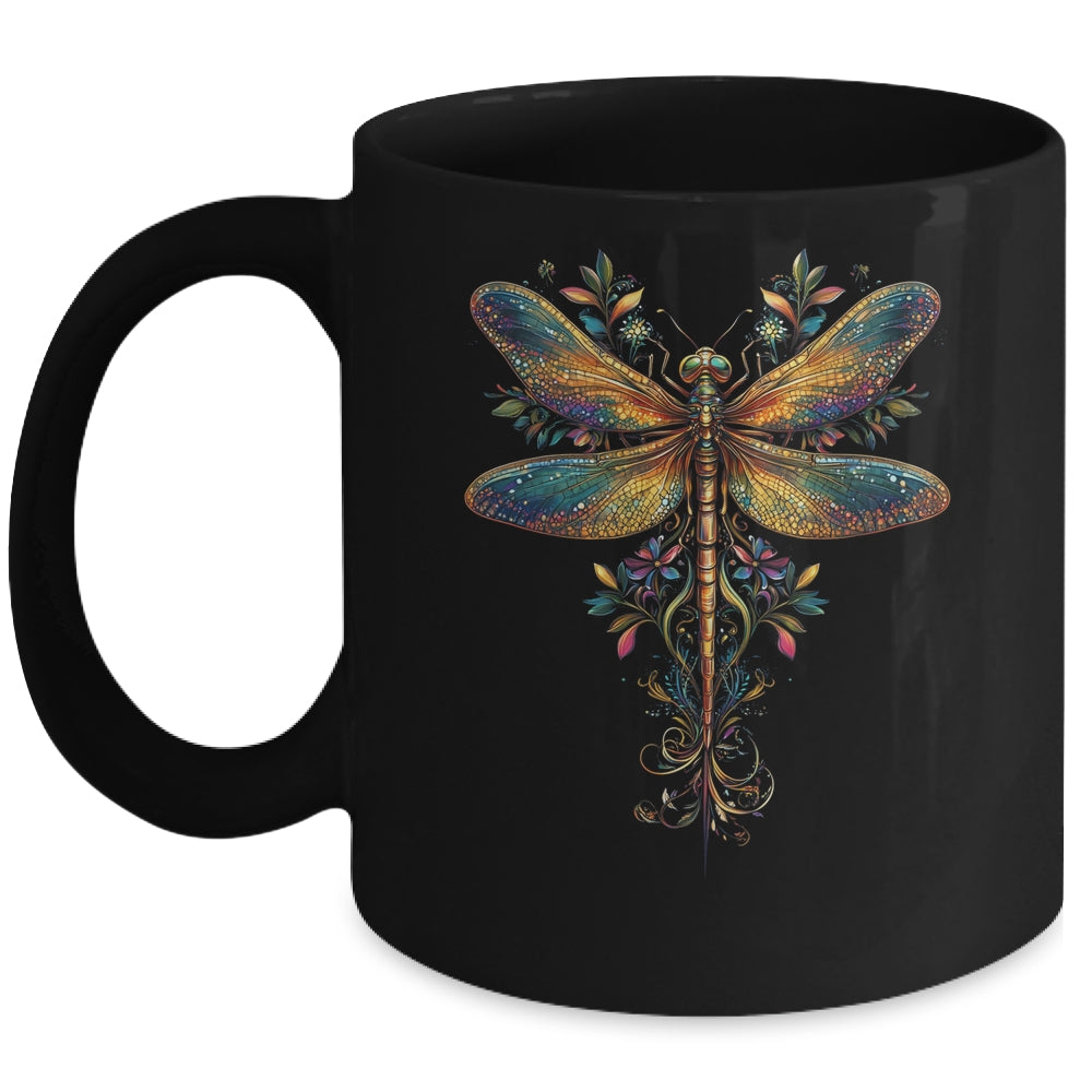 Cottagecore Floral Aesthetic Graphic Dragonfly Women Girls Mug | teecentury