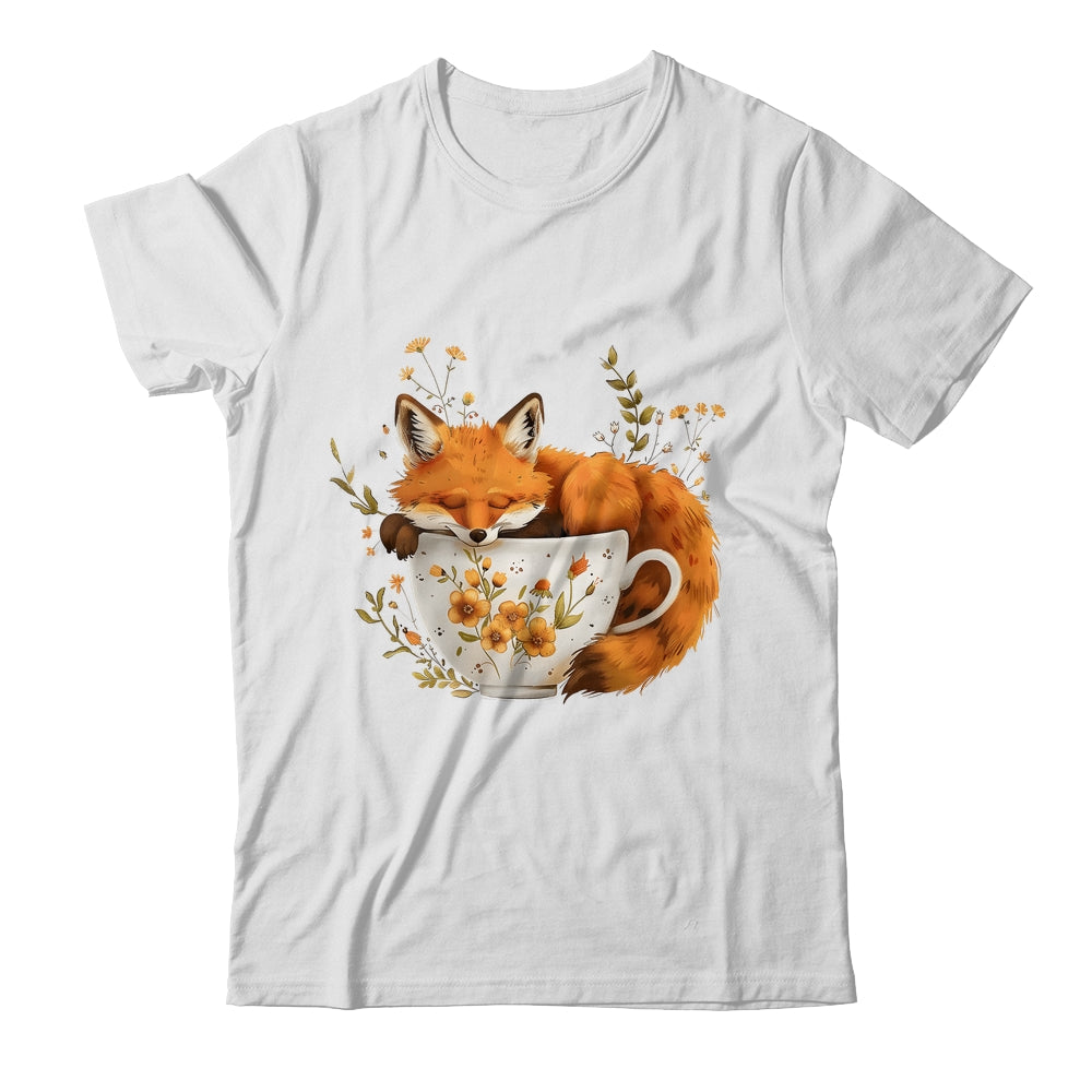 Cottagecore Floral Cute Fox Tea Cup Aesthetic Art Women Girl Shirt & Tank Top | teecentury