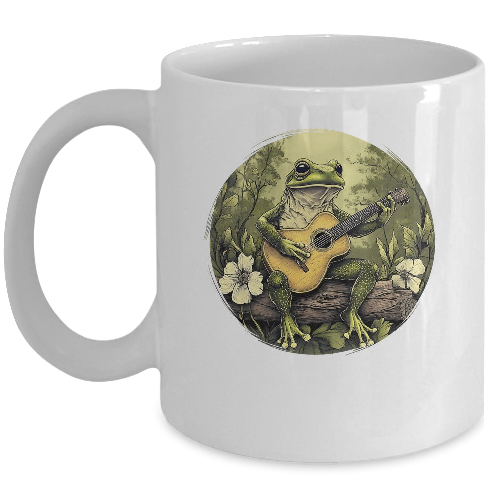 Cottagecore Frog With Acoustic Guitar Lover Women Aesthetic Mug | teecentury