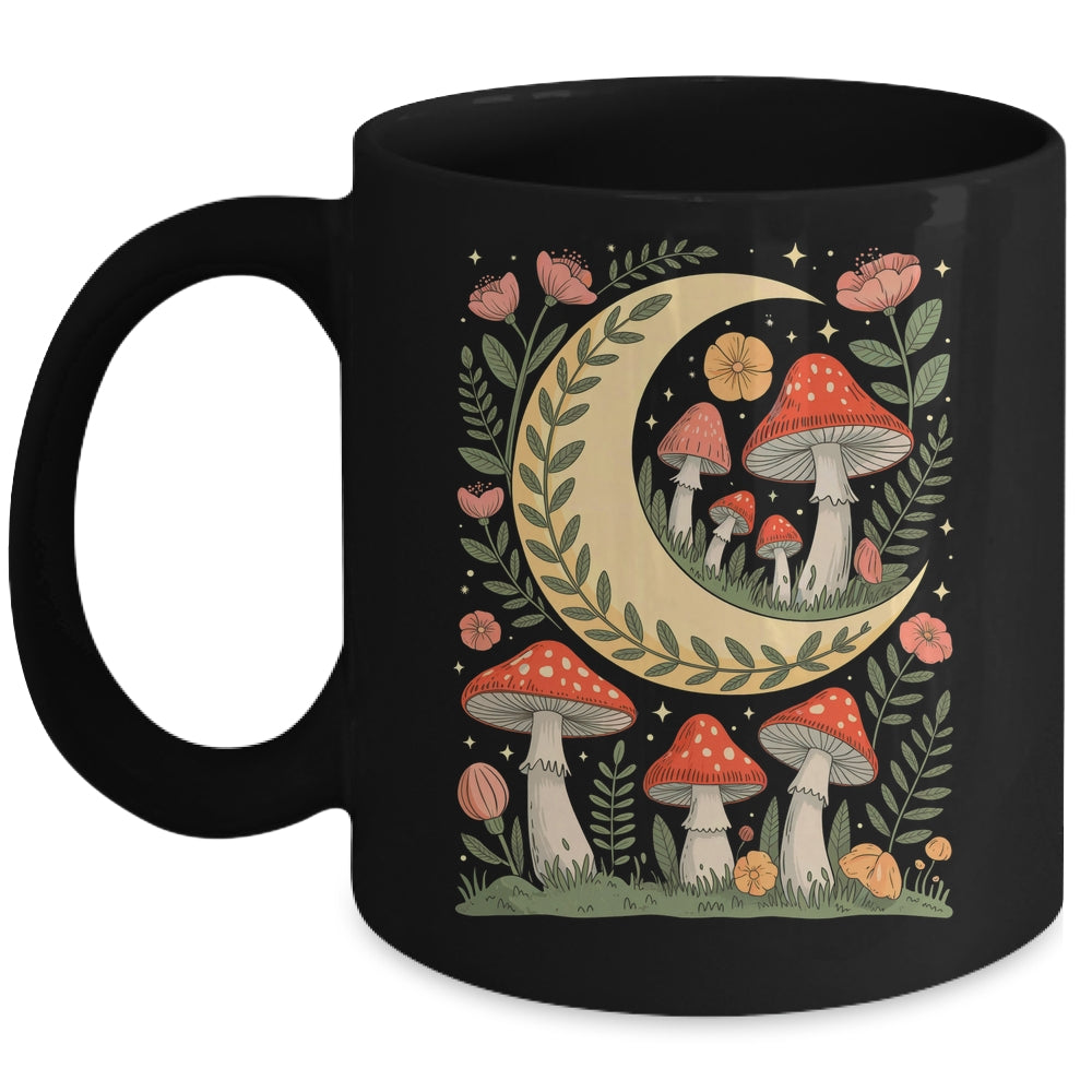 Cottagecore Mushroom Moon Flowers Aesthetic Women Girls Mug | teecentury