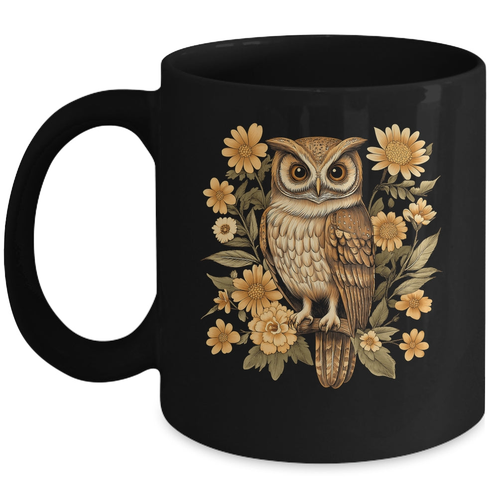 Cottagecore Owl Floral Nature LoverAesthetic Flowers Women Mug | teecentury