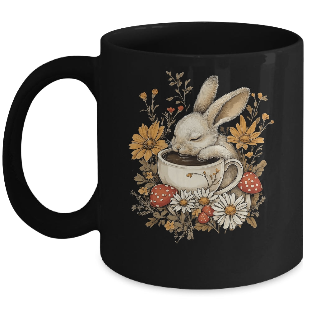 Cottagecore Rabbit Floral Bunny Tea Cup Women Girl Aesthetic Mug | teecentury