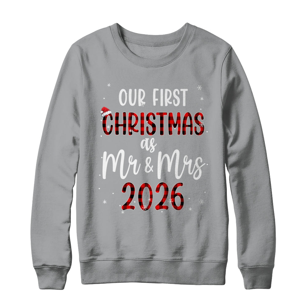 Couple Wife Husband Our First Christmas As Mr And Mrs 2026 Shirt & Sweatshirt | teecentury