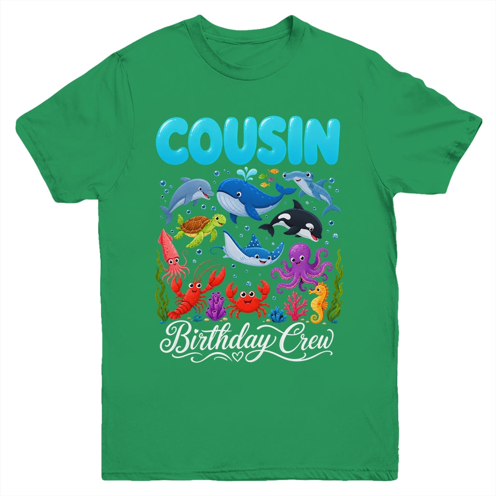 Cousin Birthday Crew Ocean Animals Birthday Under Sea Youth Shirt | teecentury