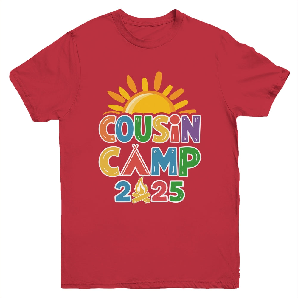 Cousin Camp 2025 Family Vacation Summer Camping Crew Youth Shirt | teecentury