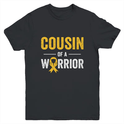 Cousin Of A Warrior Childhood Cancer Awareness Family Ribbon Youth Shirt | teecentury