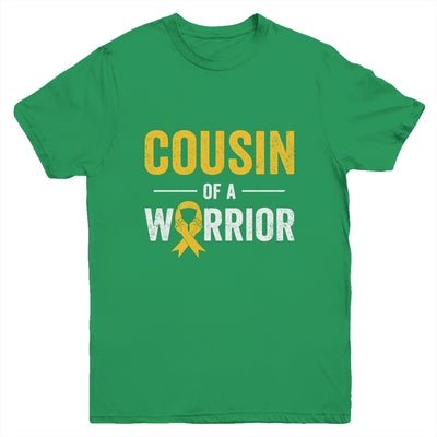 Cousin Of A Warrior Childhood Cancer Awareness Family Ribbon Youth Shirt | teecentury