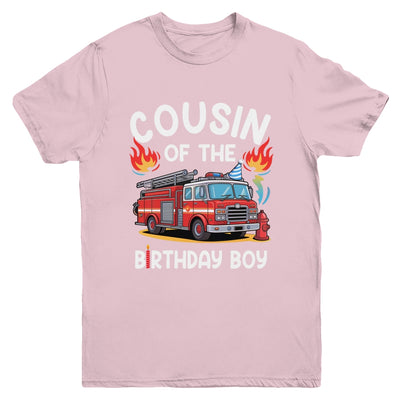 Cousin Of The Birthday Boy Fire Truck Firefighter 1st Party Youth Shirt | teecentury