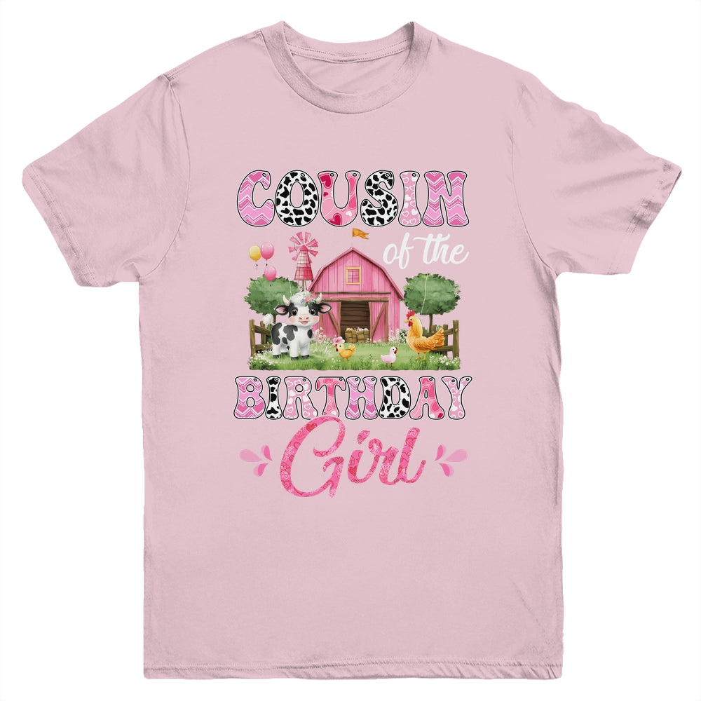 Cousin Of The Birthday Girl 1st Birthday Cow Farm Family Youth Shirt | teecentury