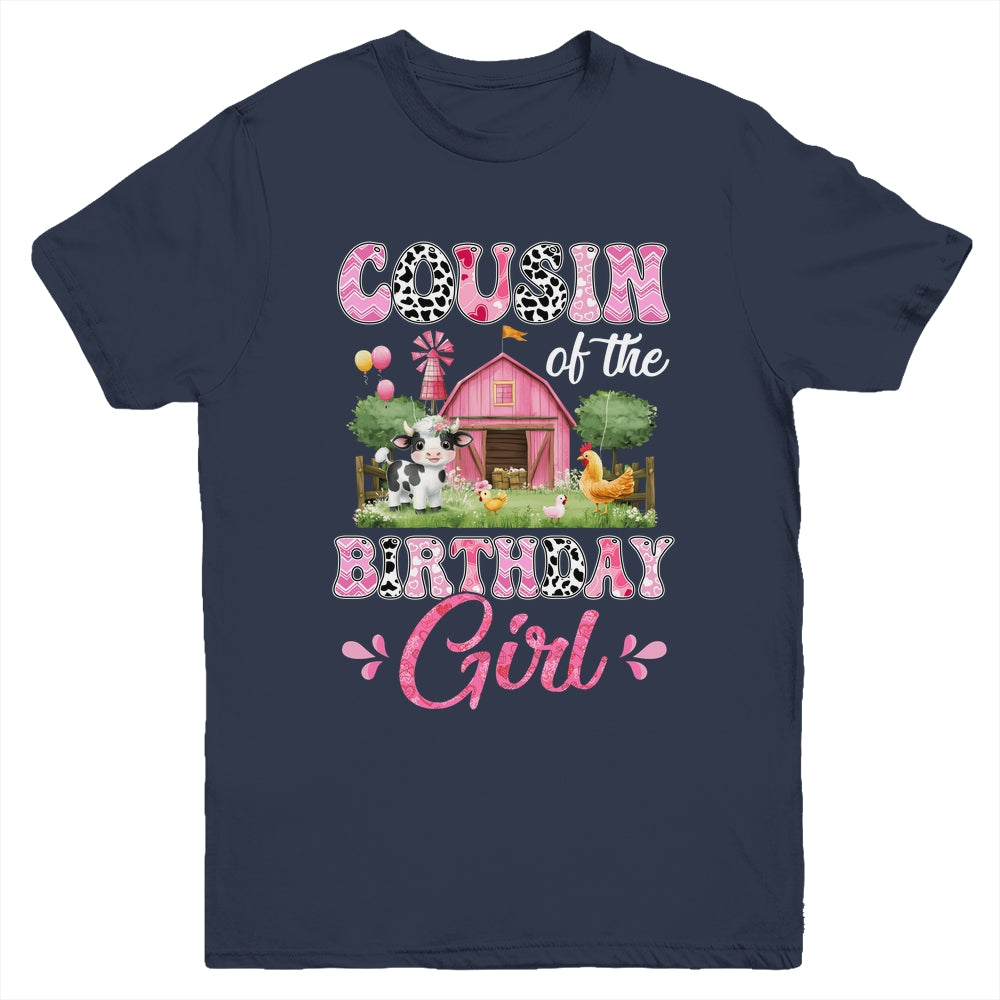 Cousin Of The Birthday Girl 1st Birthday Cow Farm Family Youth Shirt | teecentury