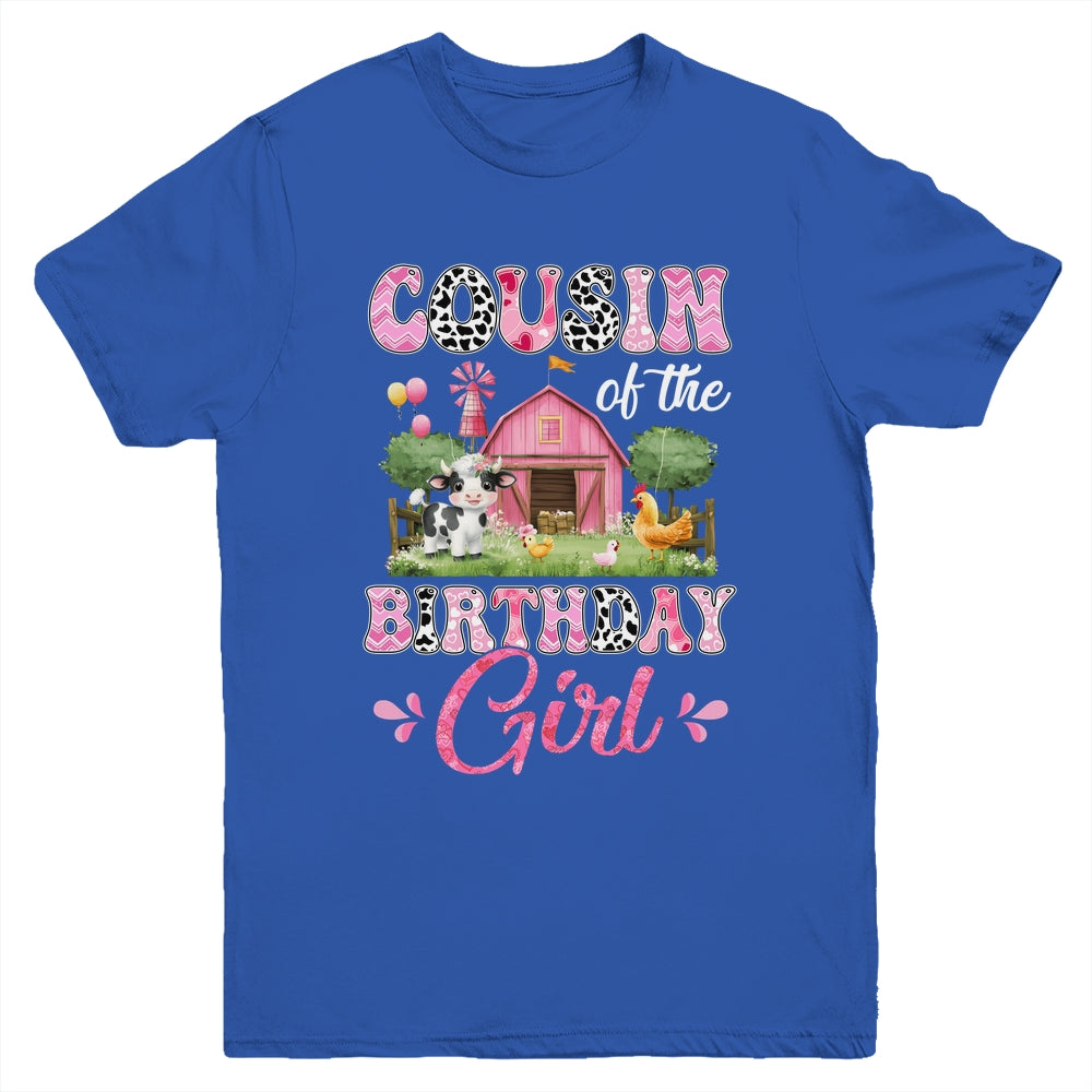 Cousin Of The Birthday Girl 1st Birthday Cow Farm Family Youth Shirt | teecentury