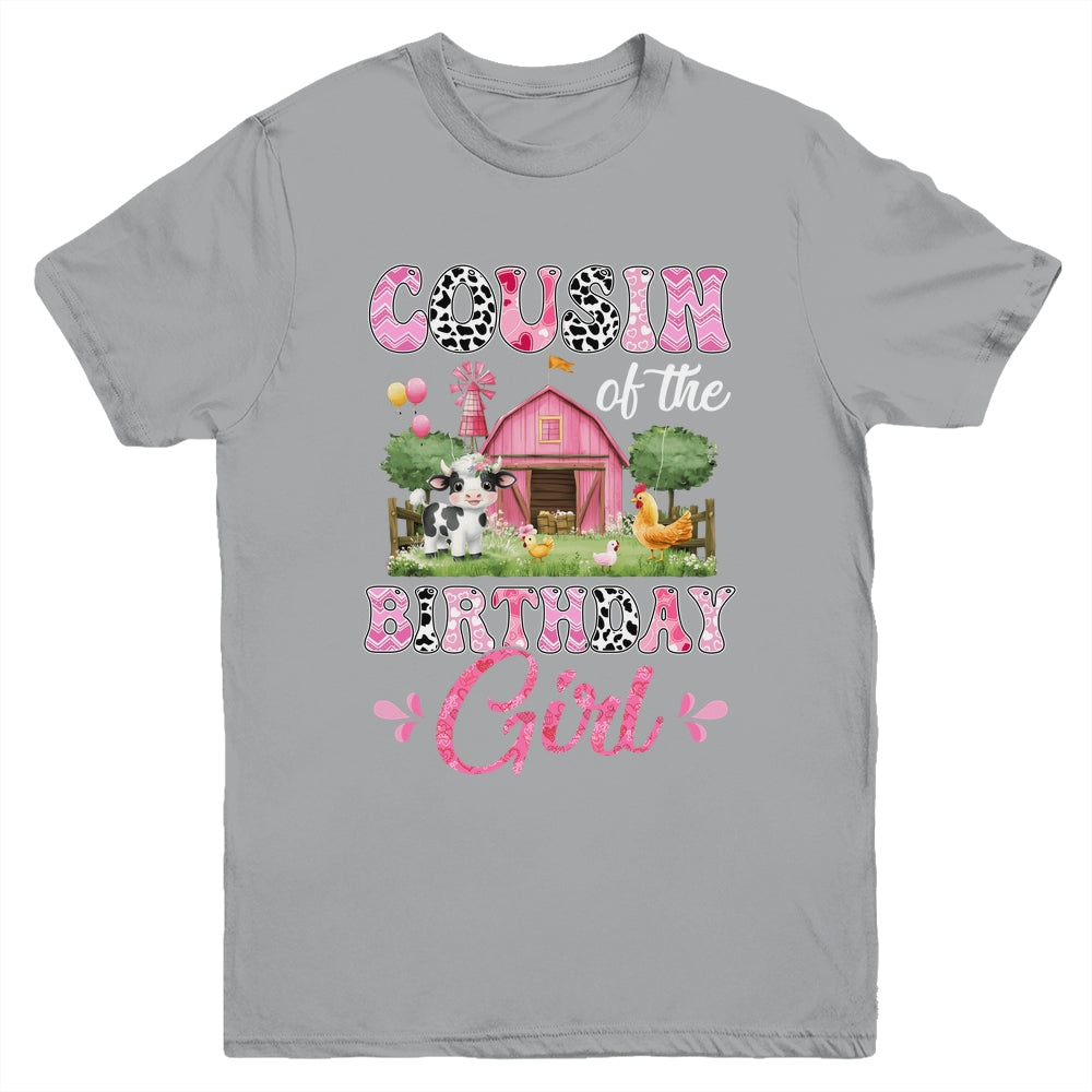 Cousin Of The Birthday Girl 1st Birthday Cow Farm Family Youth Shirt | teecentury