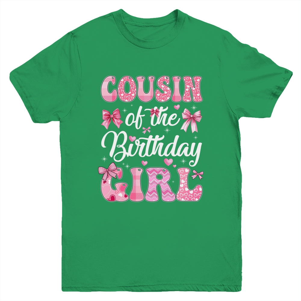 Cousin Of The Birthday Girl Family Pink Coquette Bow Youth Shirt | teecentury